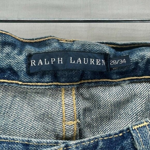Ralph Lauren Jeans Women 28/34 Dungarees Low Rise Bootcut Light Washed Blue - Picture 8 of 11